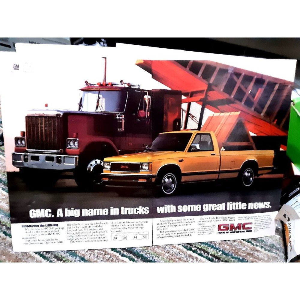 1981 82 GMC S15 Pickup Truck 2 Page Original Print Ad Vintage